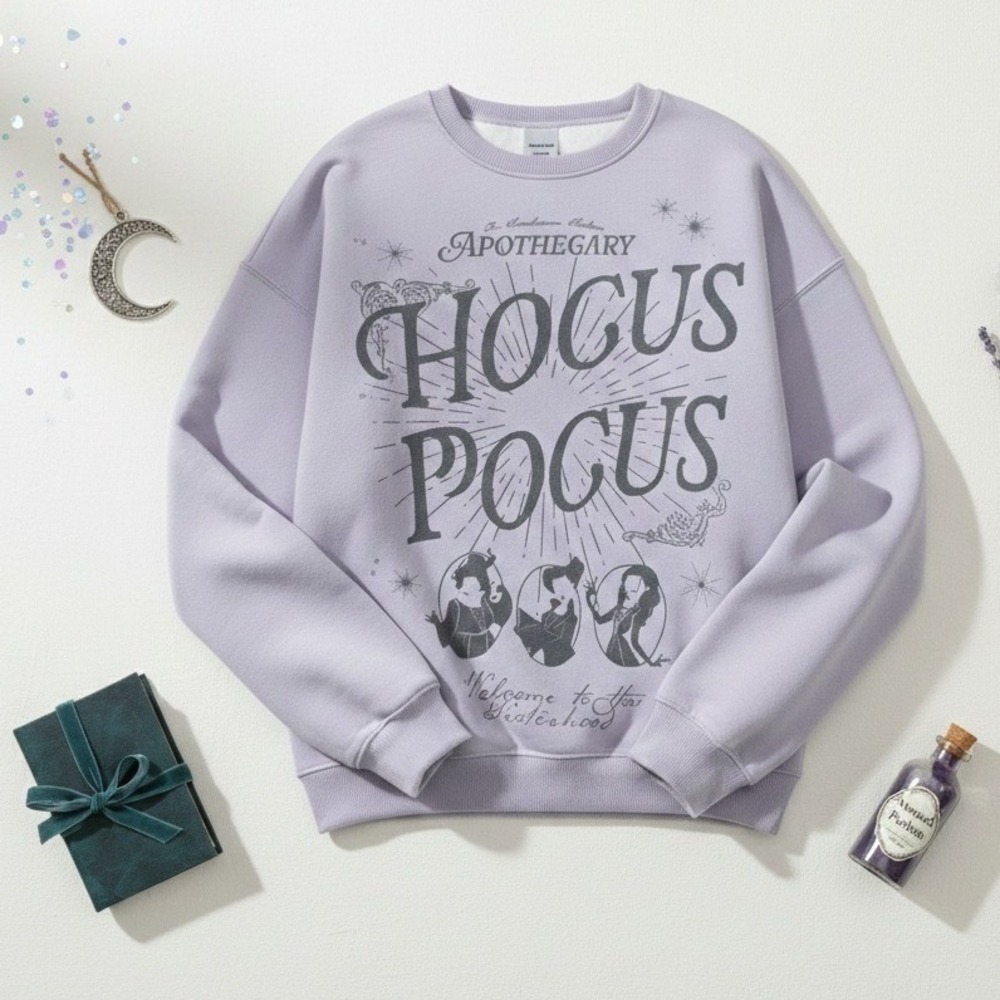 DISNEY Hocus Pocus Sanderson Sisters Apothecary Lavender Sweatshirt Medium